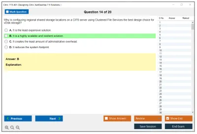 Citrix 1Y0-401 Designing Citrix XenDesktop 7.6 Solutions  Practice test exam simulator test engine exam Prep practice test questions answers Image 14
