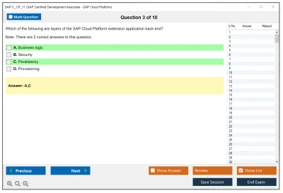 SAP C_CP_11 SAP Certified Development Associate - SAP Cloud Platform Practice test exam simulator test engine exam Prep practice test questions answers Image 3