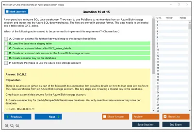 Microsoft DP-200 Implementing an Azure Data Solution  Practice test exam simulator test engine exam Prep practice test questions answers Image 10