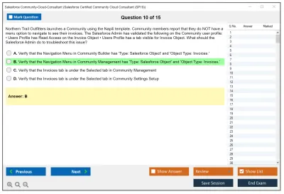 Salesforce Community-Cloud-Consultant Salesforce Certified Community Cloud Consultant Practice test exam simulator test engine exam Prep practice test questions answers Image 10
