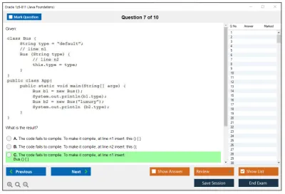 Oracle 1z0-811 Java Foundations Practice test exam simulator test engine exam Prep practice test questions answers Image 7