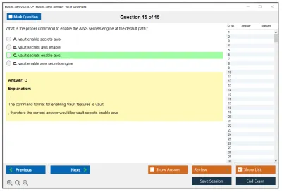 HashiCorp VA-002-P HashiCorp Certified: Vault Associate Practice test exam simulator test engine exam Prep practice test questions answers Image 15