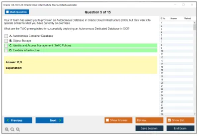Oracle 1z0-1072-22 Oracle Cloud Infrastructure 2022 Architect Associate Practice test exam simulator test engine exam Prep practice test questions answers Image 5