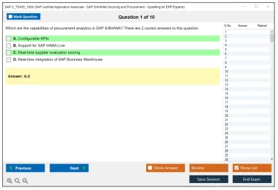 SAP C_TS450_1909 SAP Certified Application Associate - SAP S/4HANA Sourcing and Procurement - Upskilling for ERP Experts Practice test exam simulator test engine exam Prep practice test questions answers Image 1