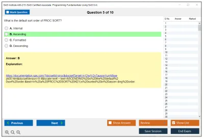 SAS Institute A00-215 SAS Certified Associate: Programming Fundamentals Using SAS 9.4 Practice test exam simulator test engine exam Prep practice test questions answers Image 5