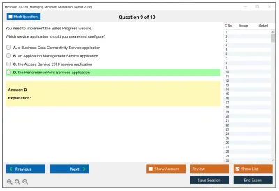 Microsoft 70-339 Managing Microsoft SharePoint Server 2016 Practice test exam simulator test engine exam Prep practice test questions answers Image 9