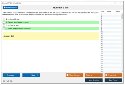 Microsoft 77-881 Word 2010 Practice test exam simulator test engine exam Prep practice test questions answers Image 2