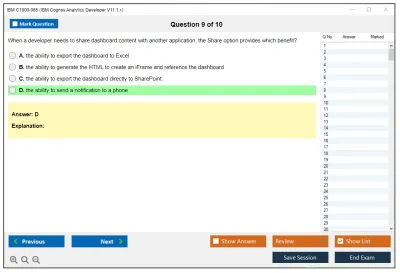 IBM C1000-065 IBM Cognos Analytics Developer V11.1.x Practice test exam simulator test engine exam Prep practice test questions answers Image 9