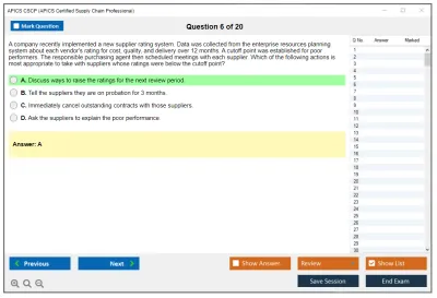 APICS CSCP Certified Supply Chain Professional Exam Practice test exam simulator test engine exam Prep practice test questions answers Image 6