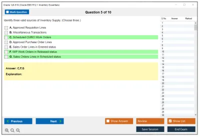 Oracle 1z0-519 Oracle EBS R12.1 Inventory Essentials Practice test exam simulator test engine exam Prep practice test questions answers Image 5