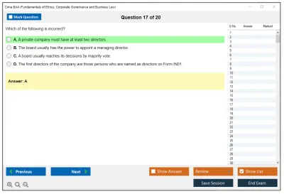 Cima BA4 Fundamentals of Ethics, Corporate Governance and Business Law Practice test exam simulator test engine exam Prep practice test questions answers Image 17