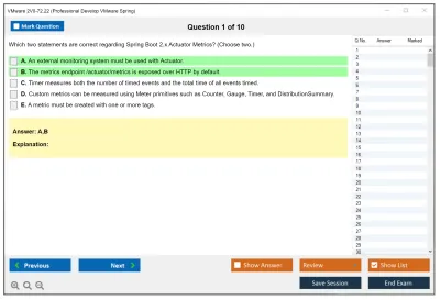 VMware 2V0-72.22 Professional Develop VMware Spring Practice test exam simulator test engine exam Prep practice test questions answers Image 1