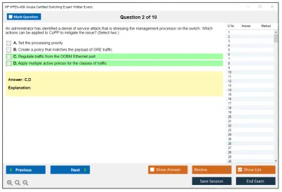 HP HPE6-A69 Aruba Certified Switching Expert Written Exam Practice test exam simulator test engine exam Prep practice test questions answers Image 2