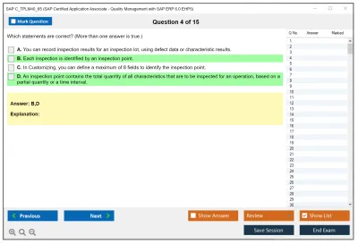 SAP C_TPLM40_65 SAP Certified Associate - Quality Management with SAP ERP 6.0 EHP5 Practice test exam simulator test engine exam Prep practice test questions answers Image 4