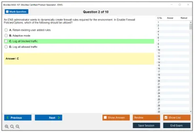 McAfee MA0-107 McAfee Certified Product Specialist - ENS Practice test exam simulator test engine exam Prep practice test questions answers Image 2