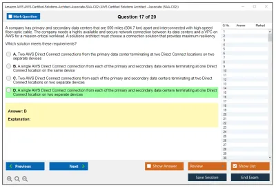Amazon AWS AWS-Certified-Solutions-Architect-Associate-SAA-C02 AWS Certified Solutions Architect - Associate (SAA-C02) Practice test exam simulator test engine exam Prep practice test questions answers Image 17