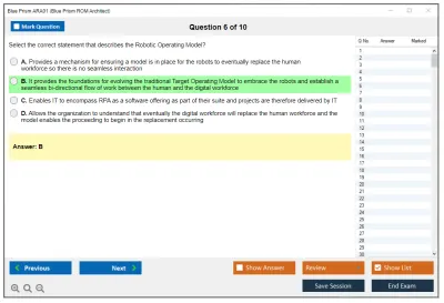 Blue Prism ARA01 Blue Prism Accredited ROM Architect Exam Practice test exam simulator test engine exam Prep practice test questions answers Image 6