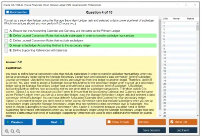Oracle 1z0-1054-22 Oracle Financials Cloud: General Ledger 2022 Implementation Essentials Practice test exam simulator test engine exam Prep practice test questions answers Image 4
