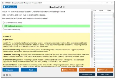 Esri EGMP2201 Enterprise Geodata Management Professional 2201 Practice test exam simulator test engine exam Prep practice test questions answers Image 2