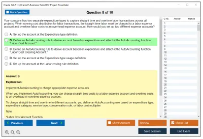 Oracle 1z0-511 Oracle E-Business Suite R12 Project Essentials Practice test exam simulator test engine exam Prep practice test questions answers Image 8