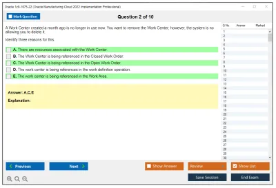 Oracle 1z0-1075-22 Oracle Manufacturing Cloud 2022 Implementation Professional Practice test exam simulator test engine exam Prep practice test questions answers Image 2
