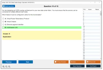 Juniper JN0-1302 Data Center Design. Specialist (JNCDS-DC) Practice test exam simulator test engine exam Prep practice test questions answers Image 10