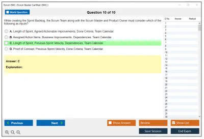 Scrum SMC Scrum Master Certified (SMC) Practice test exam simulator test engine exam Prep practice test questions answers Image 10