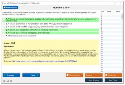 Oracle 1z0-475 Oracle IT Architecture SOA 2013 Essentials Practice test exam simulator test engine exam Prep practice test questions answers Image 2