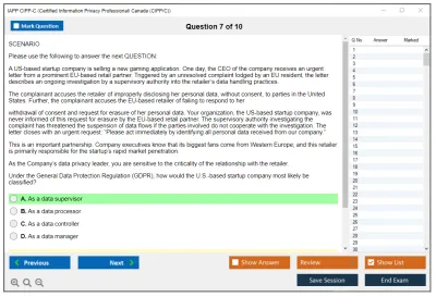 IAPP CIPP-C Certified Information Privacy Professional/ Canada (CIPP/C) Practice test exam simulator test engine exam Prep practice test questions answers Image 7