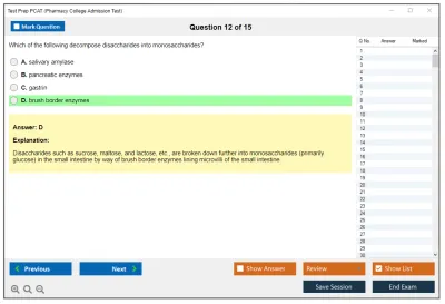 Test Prep PCAT Pharmacy College Admission Test Practice test exam simulator test engine exam Prep practice test questions answers Image 12