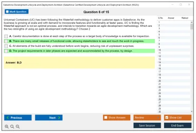 Salesforce Development-Lifecycle-and-Deployment-Architect Salesforce Certified Development Lifecycle and Deployment Architect Practice test exam simulator test engine exam Prep practice test questions answers Image 6