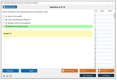 Exin EX0-003 Managing Successful Programmes Foundation Practice test exam simulator test engine exam Prep practice test questions answers Image 6