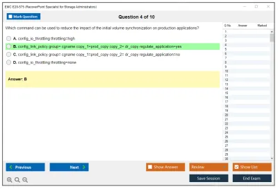 EMC E20-575 Specialist-System Administrator, RecoverPoint Version 2.0 Practice test exam simulator test engine exam Prep practice test questions answers Image 4