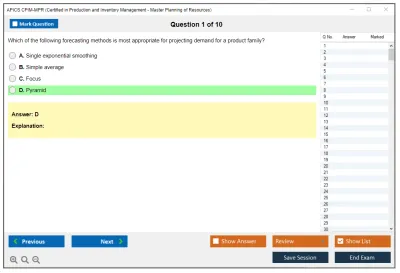 APICS CPIM-MPR Certified in Production and Inventory Management - Master Planning of Resources Practice test exam simulator test engine exam Prep practice test questions answers Image 1