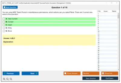 SAP C_THR85_2211 SAP Certified Application AssociateSAP SuccessFactors Succession Management 1H/2022 Practice test exam simulator test engine exam Prep practice test questions answers Image 1