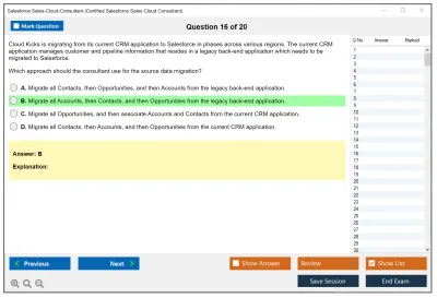 Salesforce Sales-Cloud-Consultant Salesforce Certified Sales Cloud Consultant Practice test exam simulator test engine exam Prep practice test questions answers Image 16