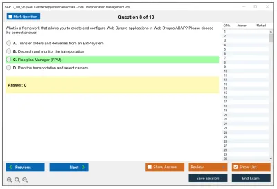 SAP C_TM_95 SAP Certified Application Associate - SAP Transportation Management 9.5 Practice test exam simulator test engine exam Prep practice test questions answers Image 8