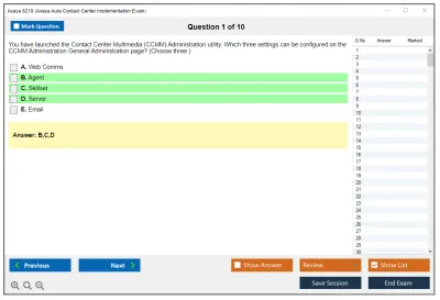 Avaya 6210 Avaya Aura Contact Center Implementation Exam Practice test exam simulator test engine exam Prep practice test questions answers Image 1