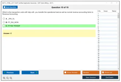 SAP C_HYBIL_2017 SAP Certified Application Associate - SAP Hybris Billing - 2017 Practice test exam simulator test engine exam Prep practice test questions answers Image 10