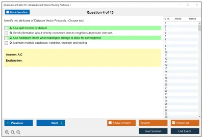 Alcatel-Lucent 4A0-101 Alcatel-Lucent Interior Routing Protocols and High Availability Practice test exam simulator test engine exam Prep practice test questions answers Image 4