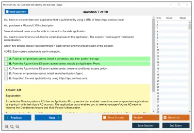 Microsoft MS-100 Microsoft 365 Identity and Services Practice test exam simulator test engine exam Prep practice test questions answers Image 7
