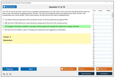 Cisco 820-605 Cisco Customer Success Manager (CSM) Practice test exam simulator test engine exam Prep practice test questions answers Image 11