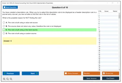 Oracle 1z0-1060-20 Oracle Accounting Hub Cloud 2020 Implementation Essentials Practice test exam simulator test engine exam Prep practice test questions answers Image 6