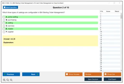 IBM C1000-133 IBM Sterling Order Management v10.0 and Order Management on Cloud Architect Practice test exam simulator test engine exam Prep practice test questions answers Image 2