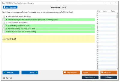 Cisco 700-802 IoT Manufacturing Account Manager Practice test exam simulator test engine exam Prep practice test questions answers Image 1