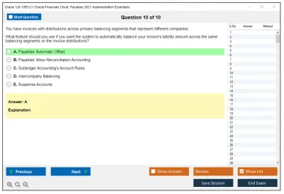 Oracle 1z0-1055-21 Oracle Financials Cloud: Payables 2021 Implementation Essentials Practice test exam simulator test engine exam Prep practice test questions answers Image 10