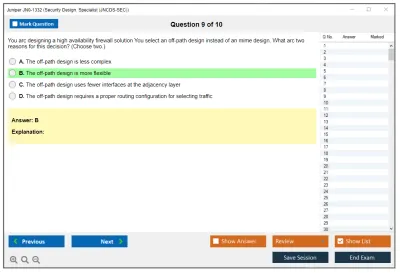 Juniper JN0-1332 Security Design. Specialist (JNCDS-SEC) Practice test exam simulator test engine exam Prep practice test questions answers Image 9