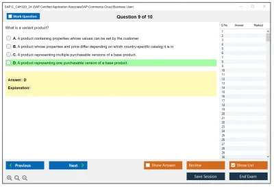 SAP C_C4H320_24 SAP Certified Application AssociateSAP Commerce Cloud Business User Practice test exam simulator test engine exam Prep practice test questions answers Image 9