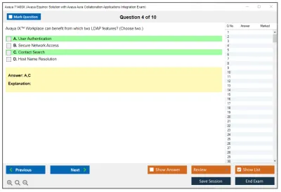 Avaya 71400X Avaya Equinox Solution with Avaya Aura Collaboration Applications Integration Exam Practice test exam simulator test engine exam Prep practice test questions answers Image 4