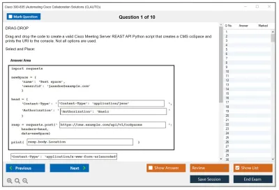 Cisco 300-835 Automating Cisco Collaboration Solutions (CLAUTO) Practice test exam simulator test engine exam Prep practice test questions answers Image 1